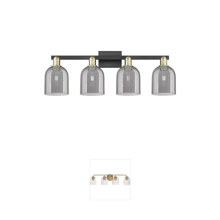 Innovations Lighting Arcadia Bella 4-Light Vanity in Black Antique Brass with Light Smoke Glass