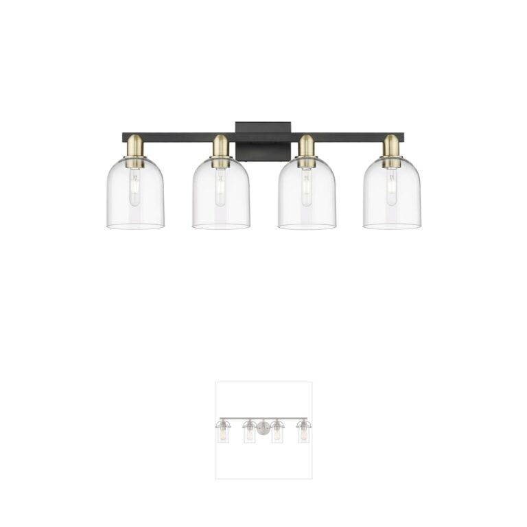 Innovations Lighting Arcadia Bella 4-Light Bathroom Vanity in Brushed Brass with Light Smoke Glass