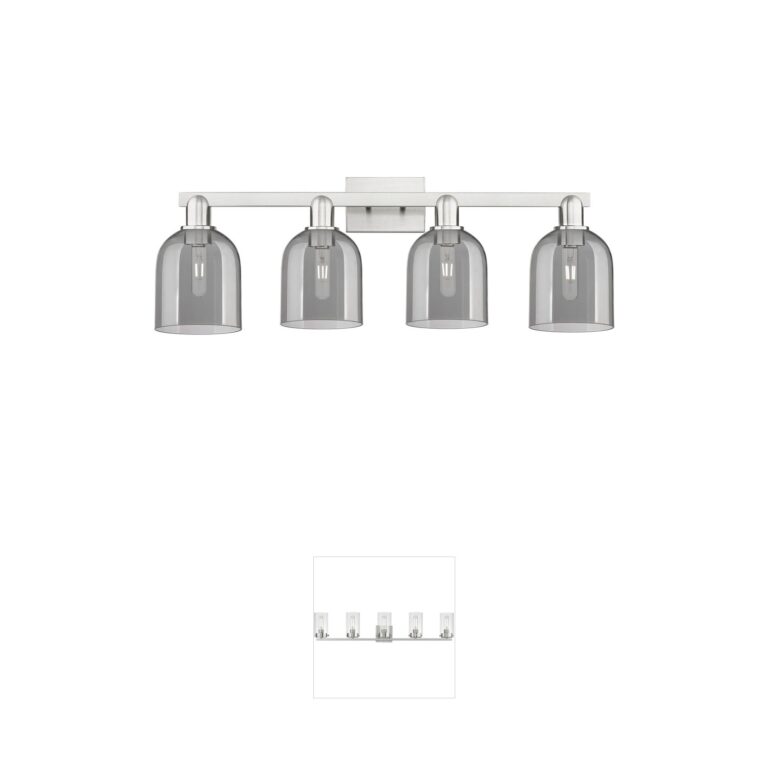 Innovations Lighting Arcadia Bella 4-Light Brushed Satin Nickel Vanity with Smoke Glass