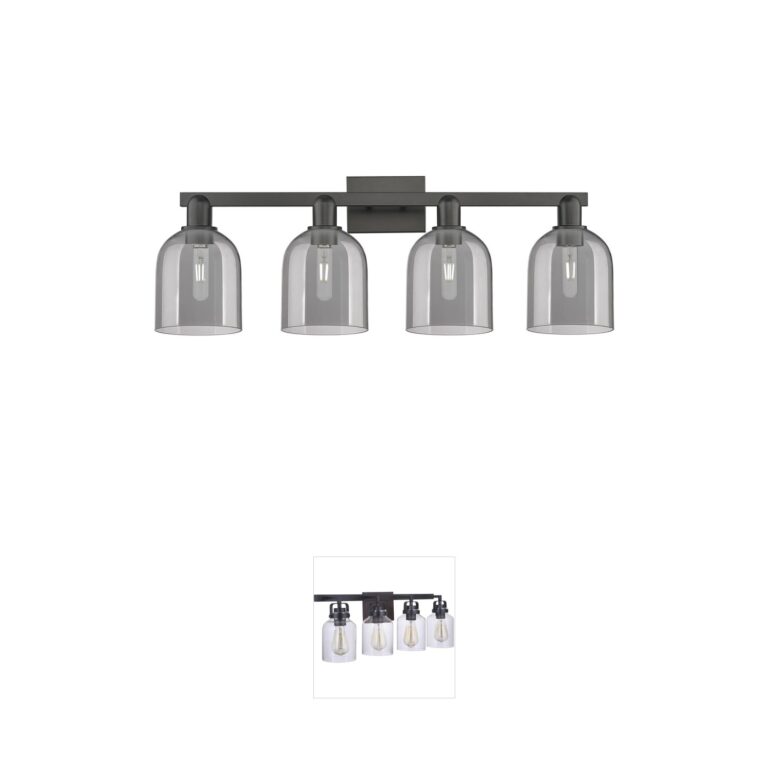 Innovations Lighting Arcadia Bella 4-Light Matte Black Vanity with Light Smoke Glass