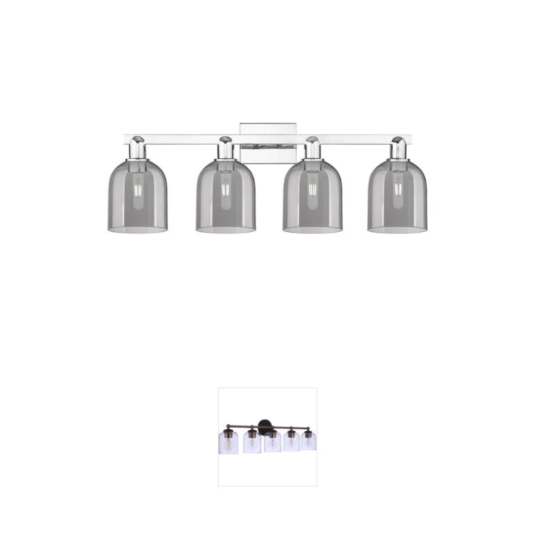 Innovations Lighting Arcadia Bella 4-Light Bath Vanity in Polished Chrome and Light Smoke Glass