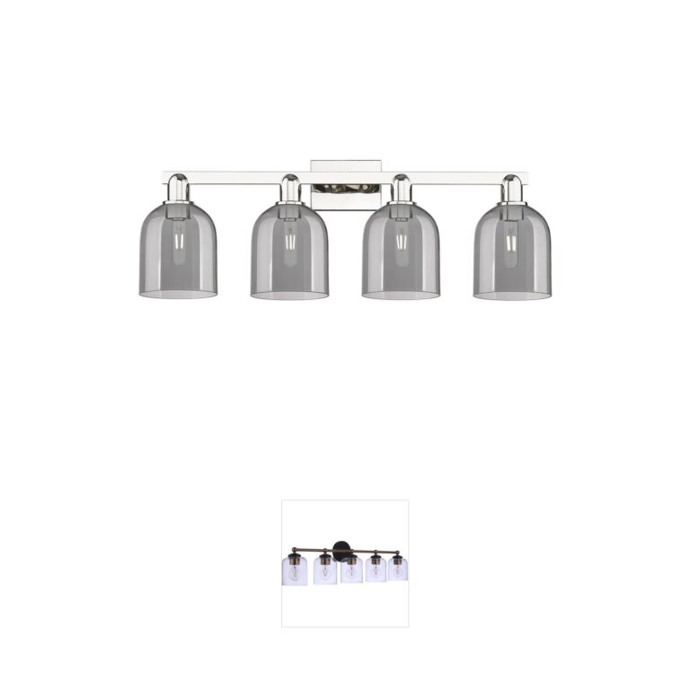 Innovations Lighting Arcadia Bella 4-Light Polished Nickel Vanity with Light Smoke Glass