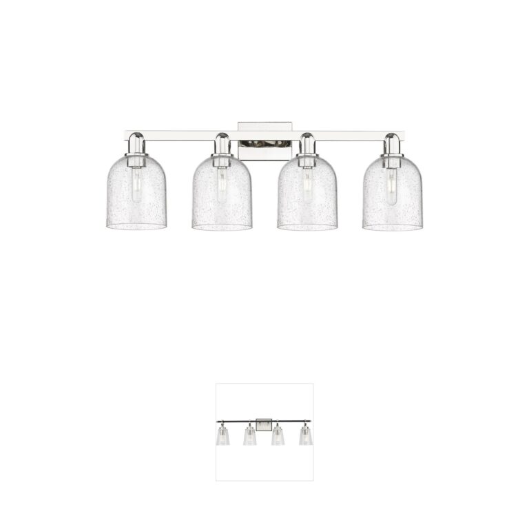 Innovations Lighting Arcadia Bella 4-Light Polished Nickel Vanity with Seedy Glass