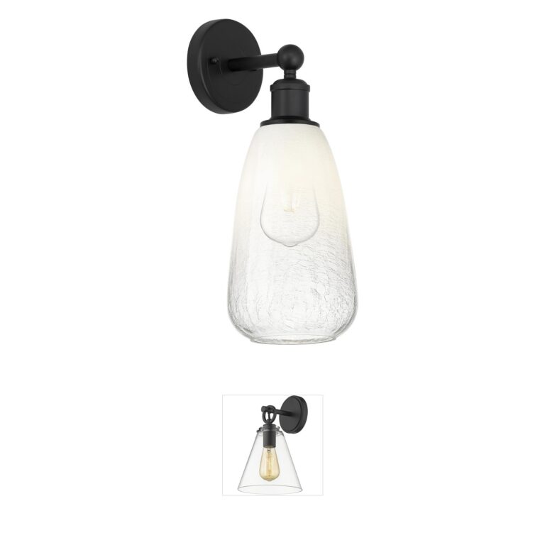 Innovations Lighting Edison Brookhaven Almond Matte Black Opal Glass Sconce