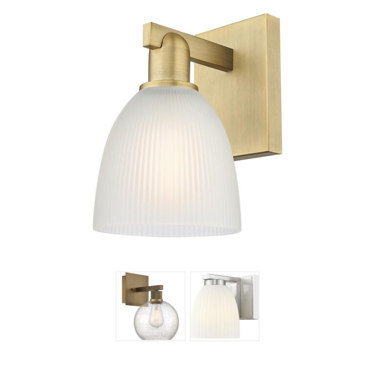 Innovations Lighting Arcadia Castile 1-Light Brushed Brass Sconce with White Glass Shade