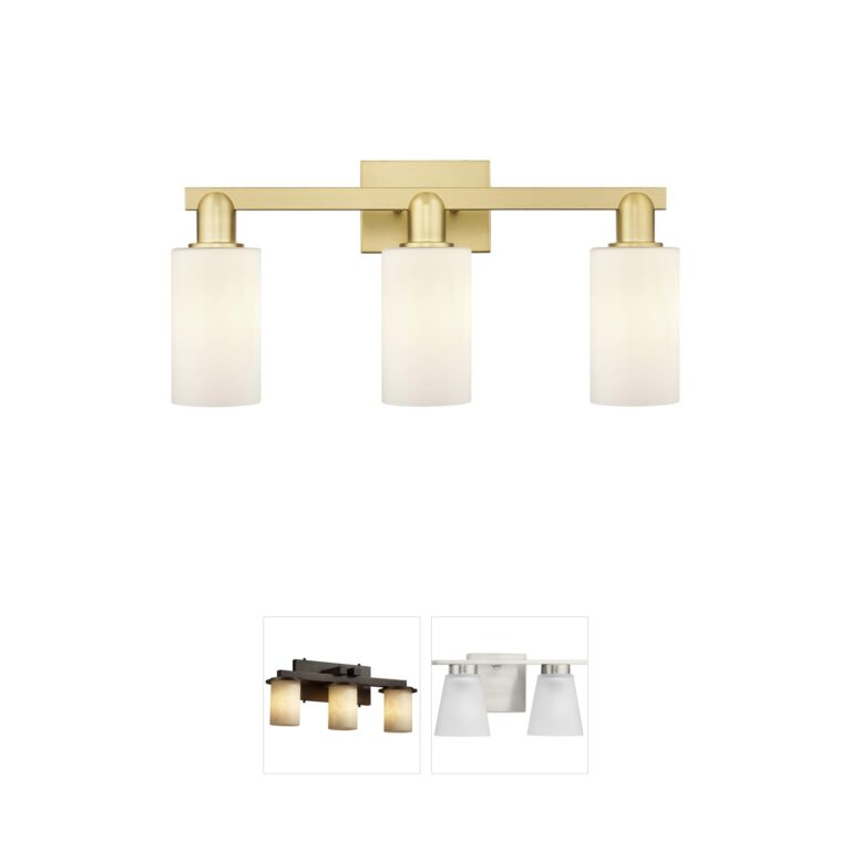 Innovations Lighting Arcadia Clymer 3-Light Satin Gold Vanity with Matte White Glass
