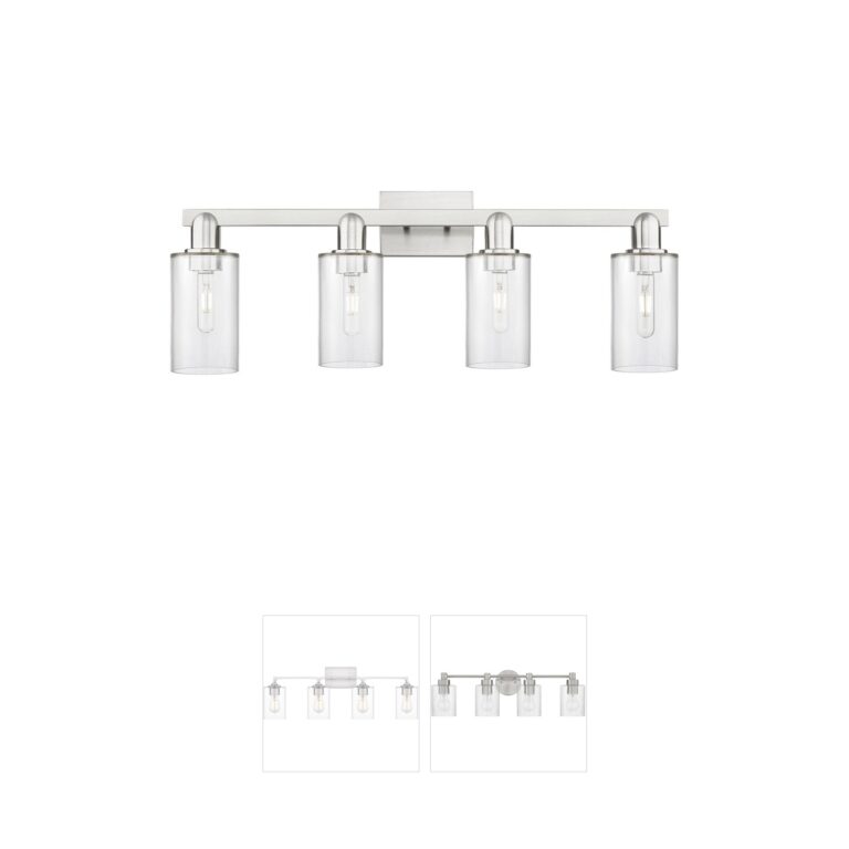 Innovations Lighting Arcadia Clymer 4-Light Brushed Nickel Vanity Light with Clear Shades