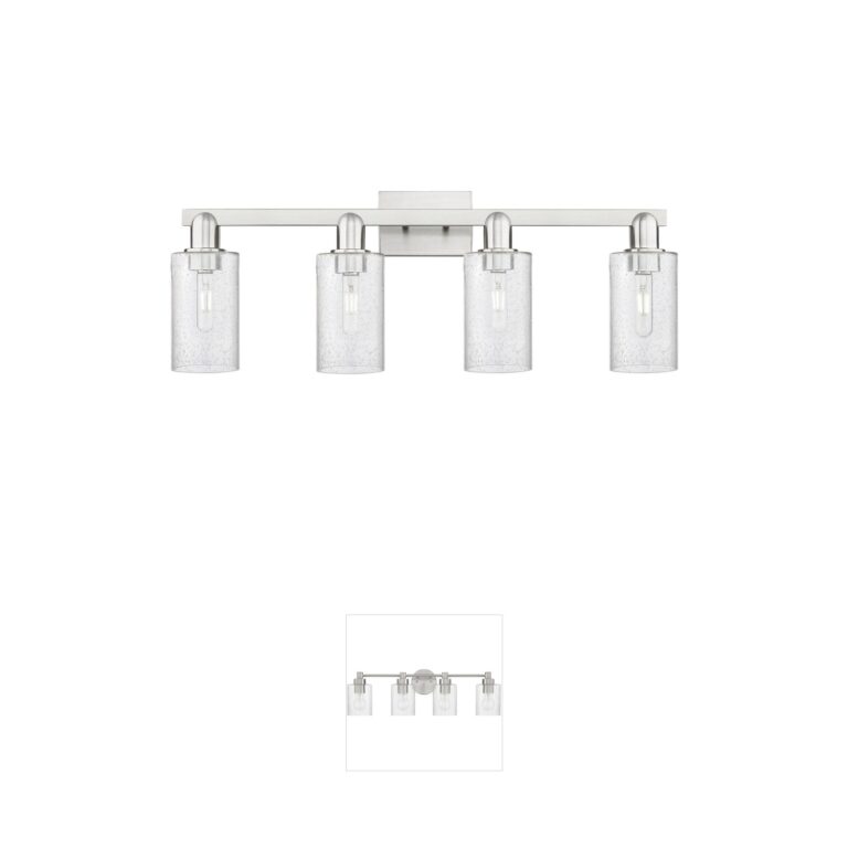 Innovations Lighting Arcadia Clymer 4-Light Vanity - Brushed Satin Nickel & Seedy Glass
