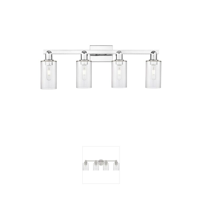 Innovations Lighting Arcadia Clymer 4-Light Polished Chrome Vanity with Clear Hand-Blown Glass