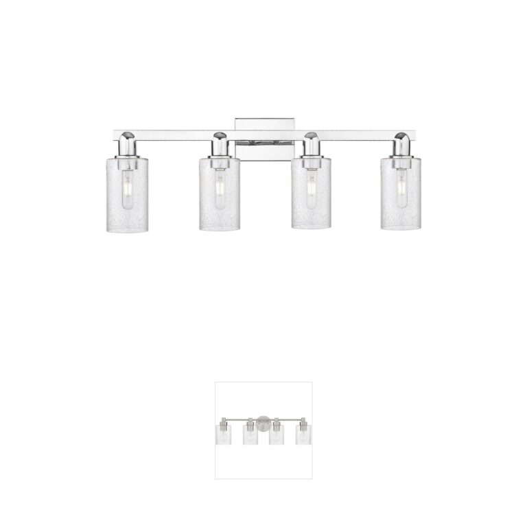 Innovations Lighting Arcadia Clymer 31-Inch 4-Light Polished Chrome Vanity with Seedy Glass