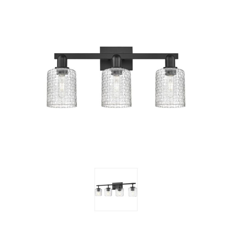Innovations Lighting Arcadia Cobbleskill 3-Light Matte Black Basketweave Vanity Light