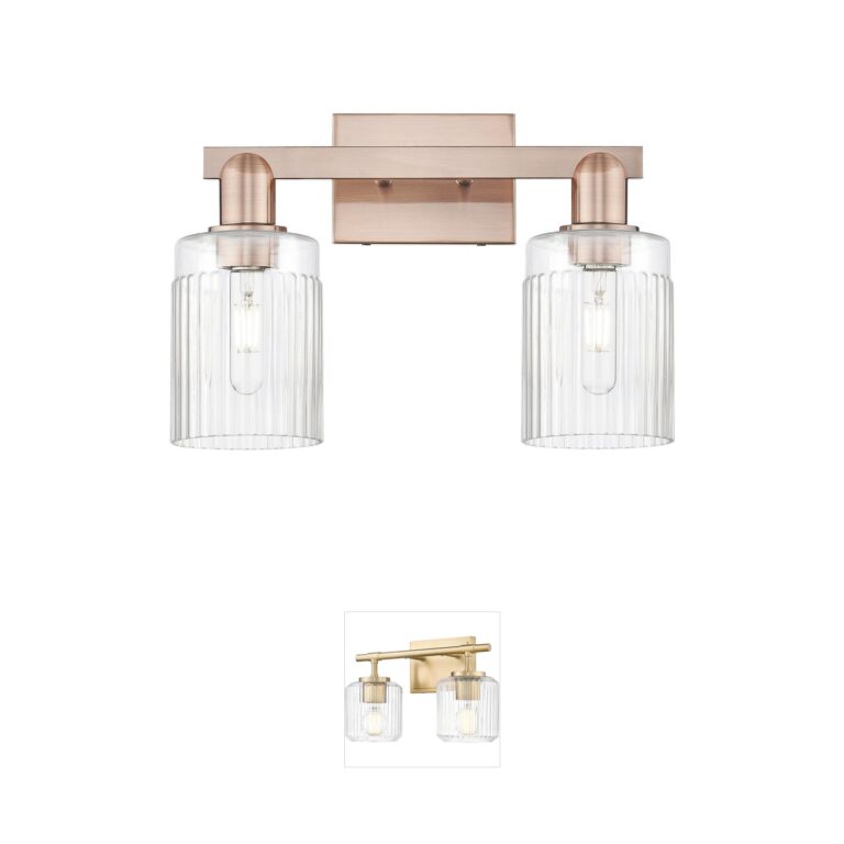 Innovations Lighting Arcadia Hadley 2-Light Antique Copper Vanity with Hand Blown Glass