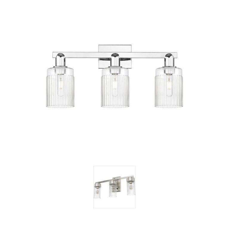 Innovations Lighting Arcadia Hadley 24-Inch 3-Light Polished Chrome Vanity with Clear Hand-Blown Glass