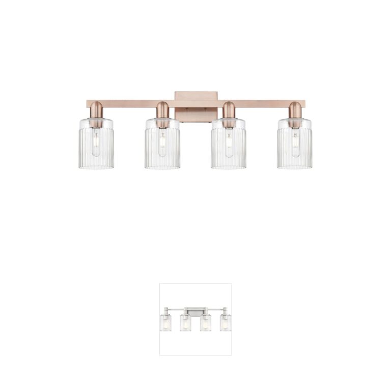 Innovations Lighting Arcadia Hadley 4-Light Antique Copper Vanity with Hand Blown Glass