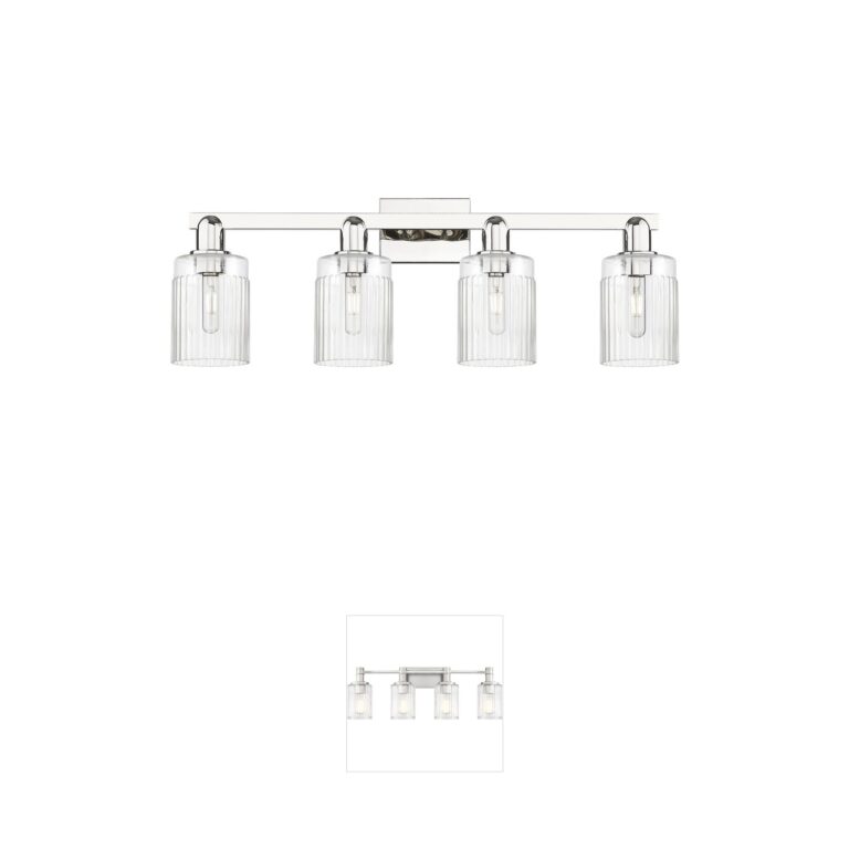 Innovations Lighting Arcadia Hadley 4-Light Polished Nickel Vanity with Hand Blown Glass