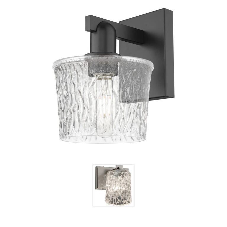 Innovations Lighting Arcadia Niagara 1-Light Matte Black Sconce with Clear Hand Blown Glass
