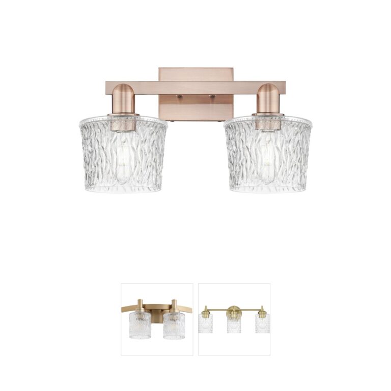 Innovations Lighting Arcadia Niagara 2-Light Antique Copper Bath Vanity with Hand Blown Clear Glass
