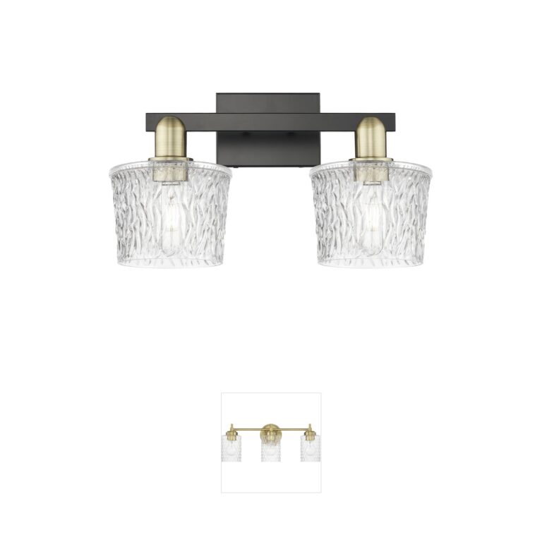 Innovations Lighting Arcadia Niagara 2-Light Vanity - Black Antique Brass & Clear Glass
