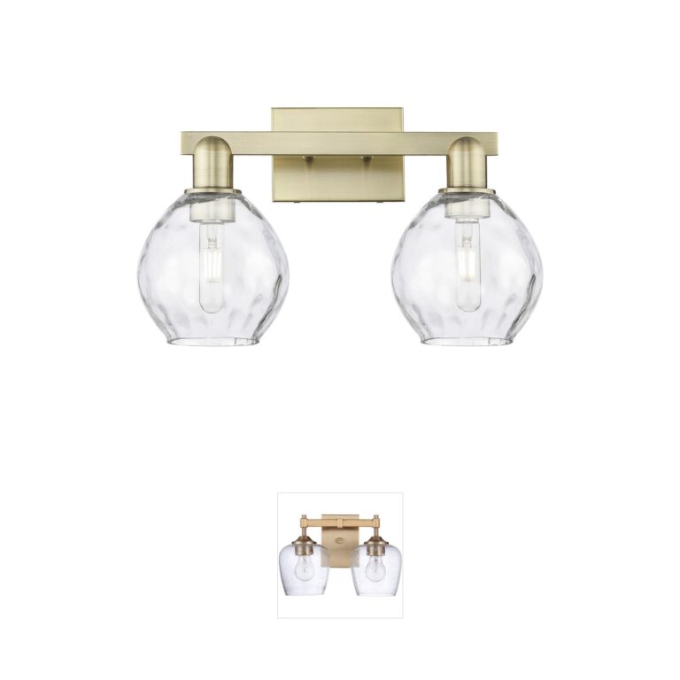 Innovations Lighting Arcadia Waverly 2-Light Antique Brass Vanity Light with Hand Blown Glass