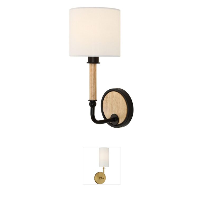 Uttermost Franconia Matte Black Wood & Linen Sconce