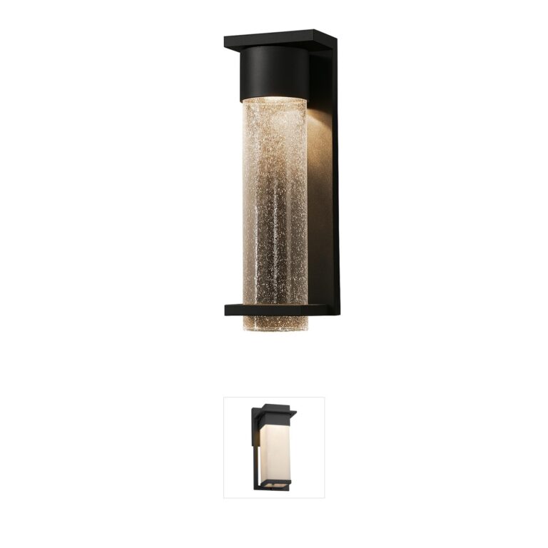 AFX Vasari 12" Black Outdoor LED Wall Sconce with Seeded Glass