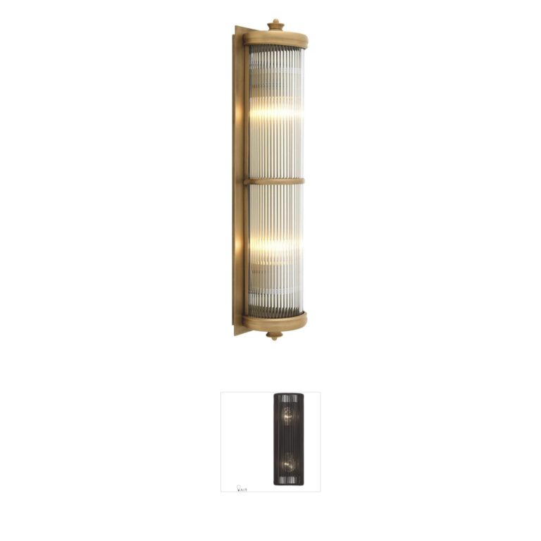 Eichholtz Glorious XL Matte Brass and Clear Glass Wall Sconce