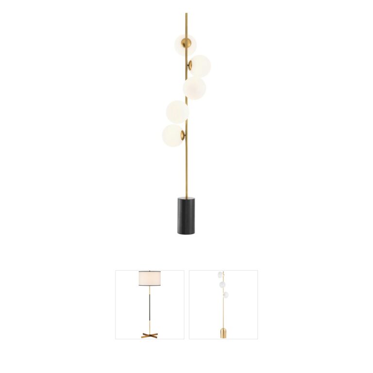 Eichholtz Tempo Antique Brass & Marble Floor Lamp