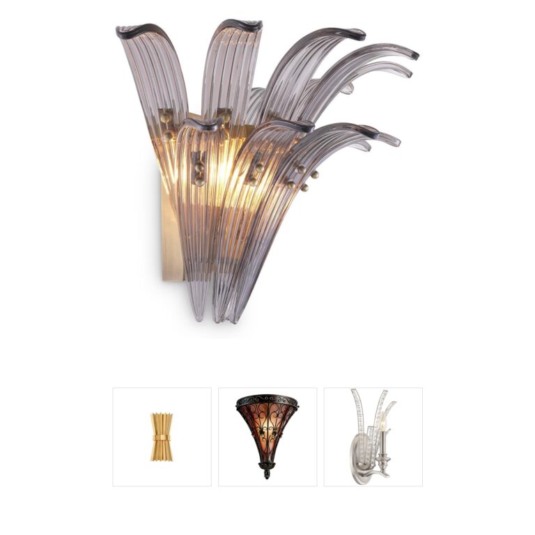 Eichholtz Italo Light Brushed Brass and Smoke Glass Wall Sconce