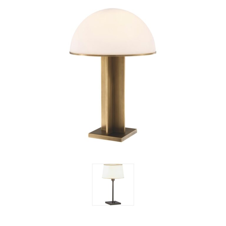 Eichholtz Berkley Antique Brass and White Glass Table Lamp