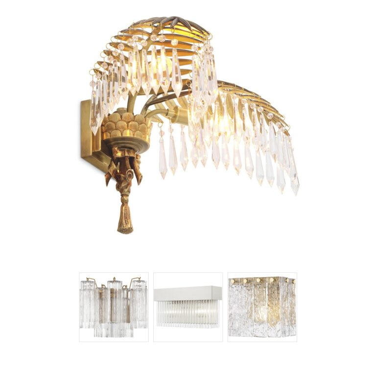 Eichholtz Hildebrandt Antique Brass Crystal Wall Sconce