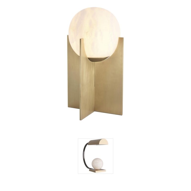 Eichholtz Scorpios Antique Brass and Alabaster Table Lamp
