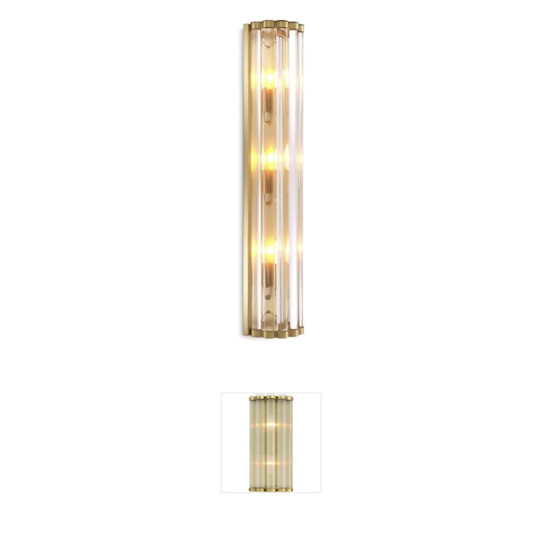 Eichholtz Amalfi Antique Brass and Clear Glass Wall Sconce