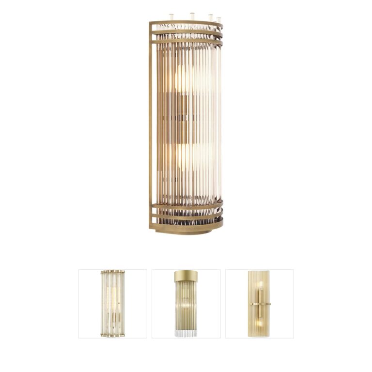 Eichholtz Gulf Antique Brass and Clear Glass Wall Sconce