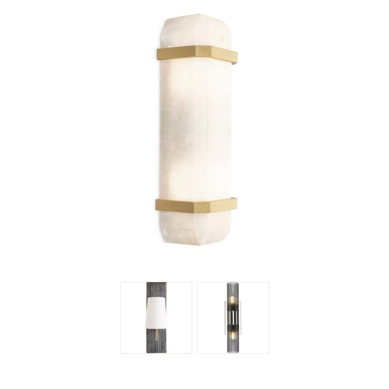 Eichholtz Pandora Alabaster and Antique Brass Wall Sconce