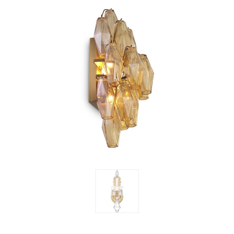 Eichholtz Benini Antique Brass and Amber Glass Wall Sconce