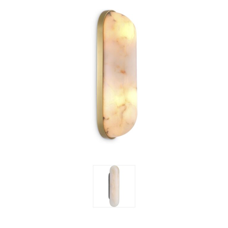 Eichholtz Sumo Alabaster and Antique Brass Wall Sconce