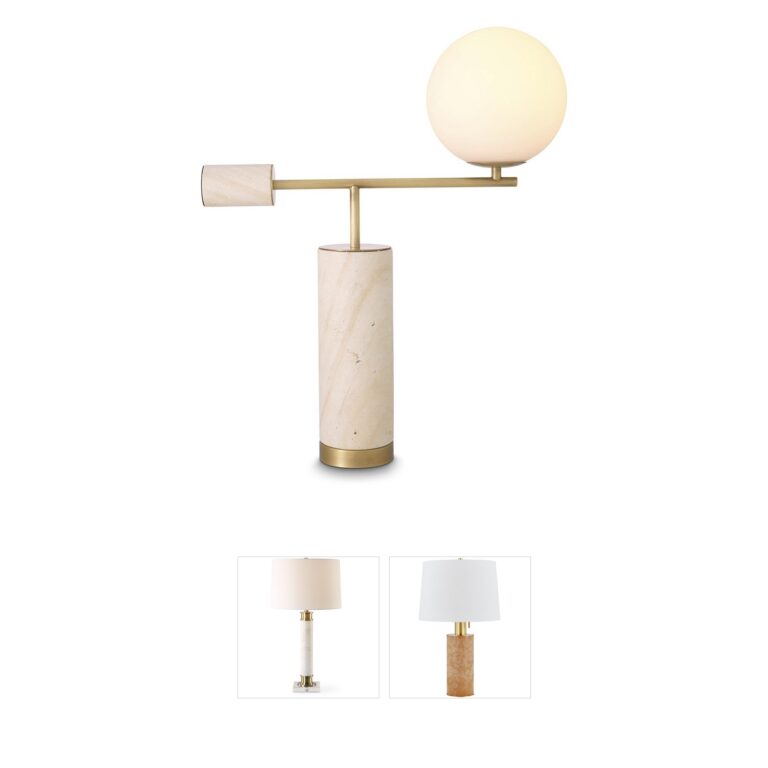 Eichholtz Xperience Travertine and White Glass Table Lamp