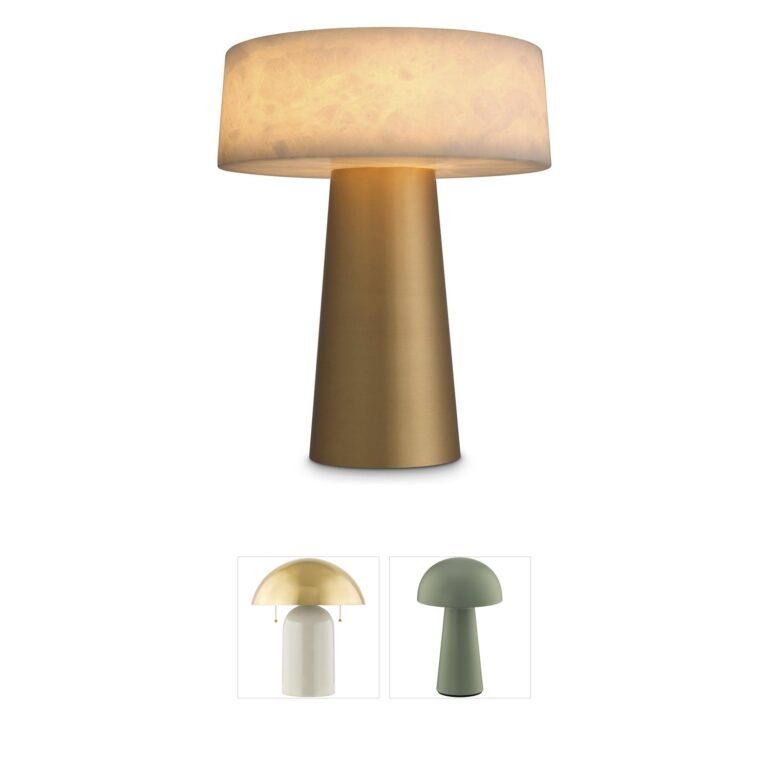 Eichholtz Cinco Antique Brass and Alabaster Table Lamp