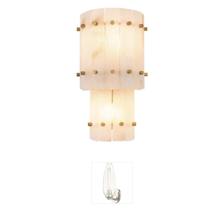 Eichholtz Blason Alabaster and Antique Brass Double Wall Sconce