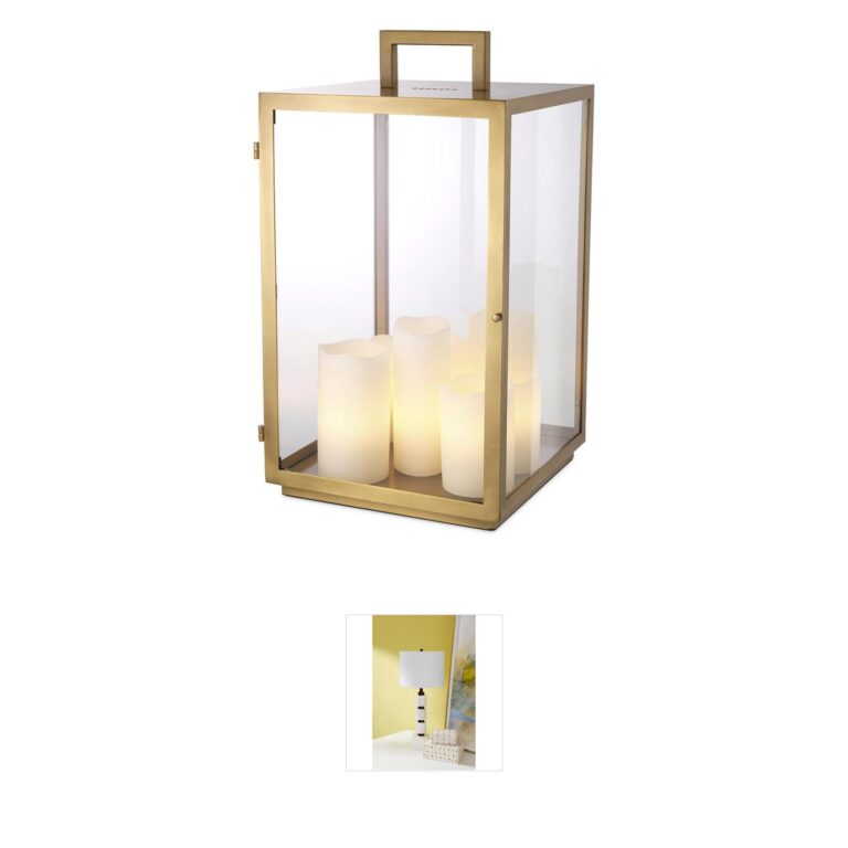 Eichholtz Debonair Antique Brass and Clear Glass Table Lamp