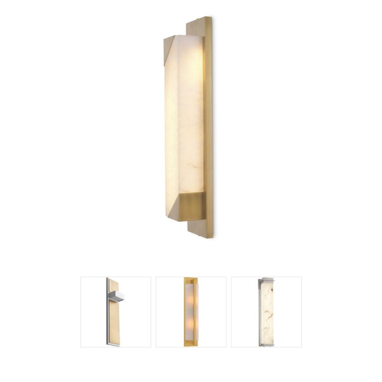 Eichholtz Scilla Alabaster and Antique Brass LED Wall Sconce