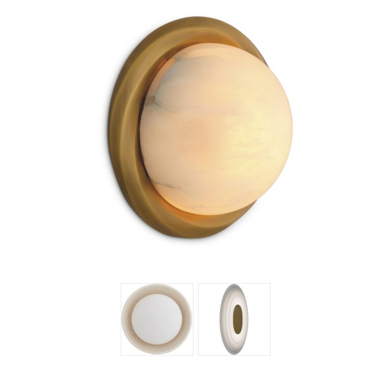 Eichholtz Vigo Alabaster and Antique Brass Wall Sconce