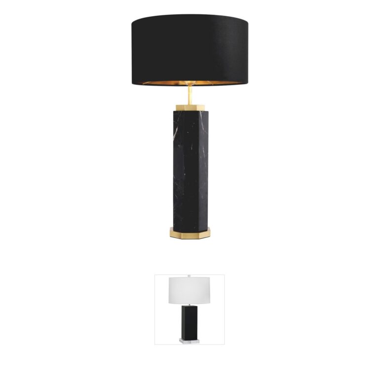 Eichholtz Newman Black Marble and Antique Brass Table Lamp