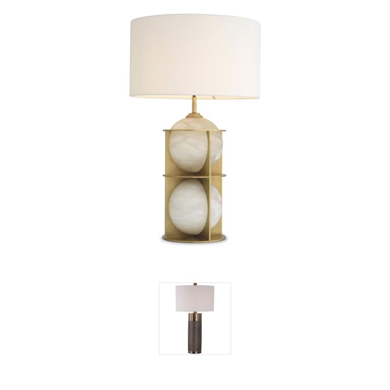 Eichholtz Eternity Alabaster and Antique Brass Table Lamp