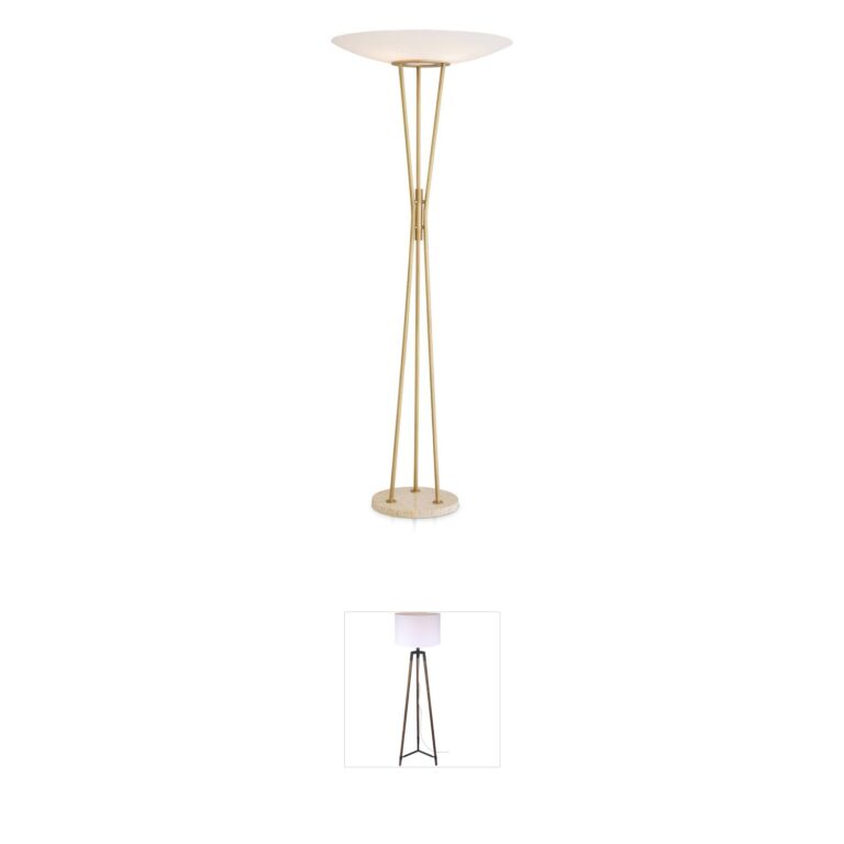 Eichholtz Collina Antique Brass Floor Lamp with Travertine