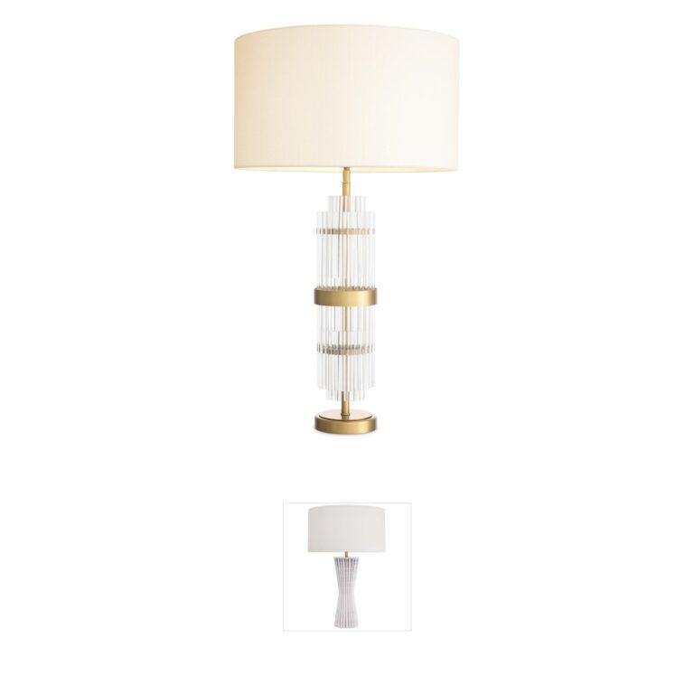 Eichholtz East Antique Brass and Clear Glass Table Lamp