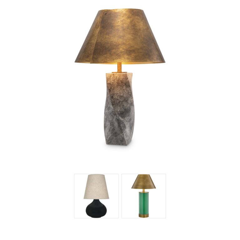 Eichholtz Camelia Grey Marble and Antique Brass Table Lamp