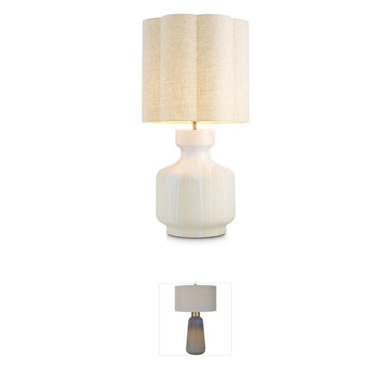 Eichholtz Lorena White Drip-Effect Table Lamp with Vintage Brass