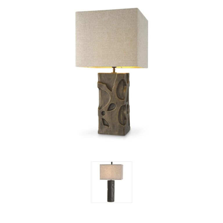 Eichholtz Enzo Vintage Brass Metal Table Lamp with Shade