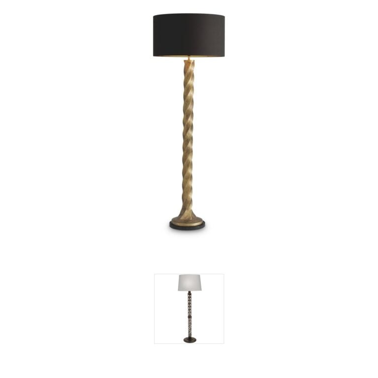 Eichholtz Costanza Floor Lamp in Vintage Brass with Black Granite Base